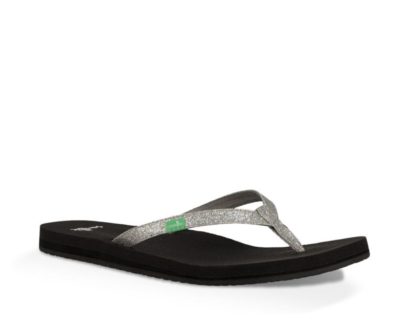 Sanuk Yoga Joy Sparkle Women's Flip Flops Silver | Canada 81PJJ